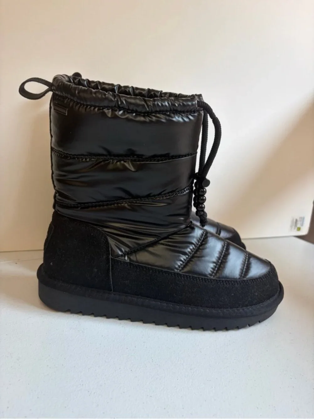Kuiper Waterproof Black Winter Puffer Boots Womens size 9 Faux Fur Lined New